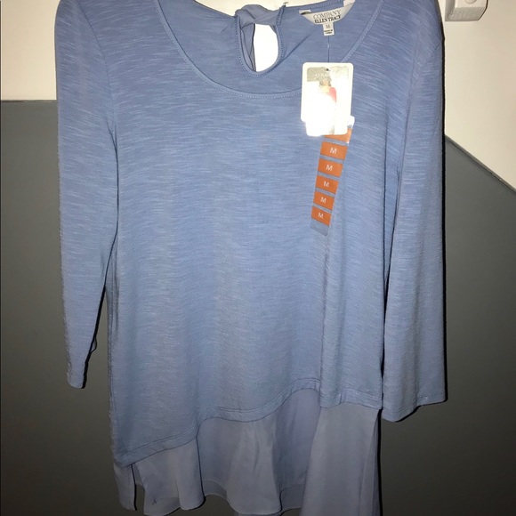 NWT Ellen Tracy Top Blue, Medium Bow - Picture 2 of 7